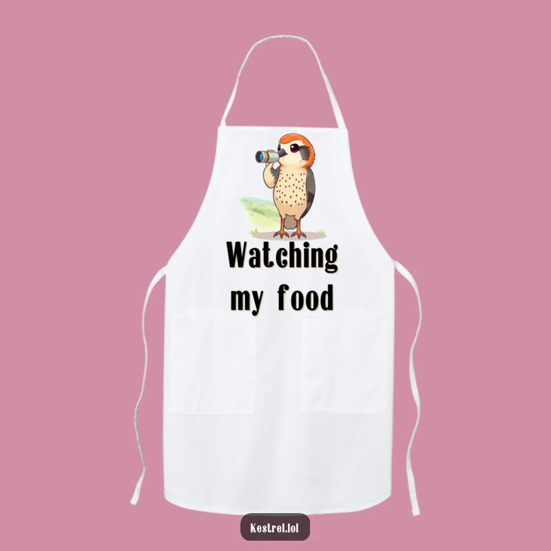 Funny Kestrel Binoculars Apron: Comical Birdy Kitchen Gift