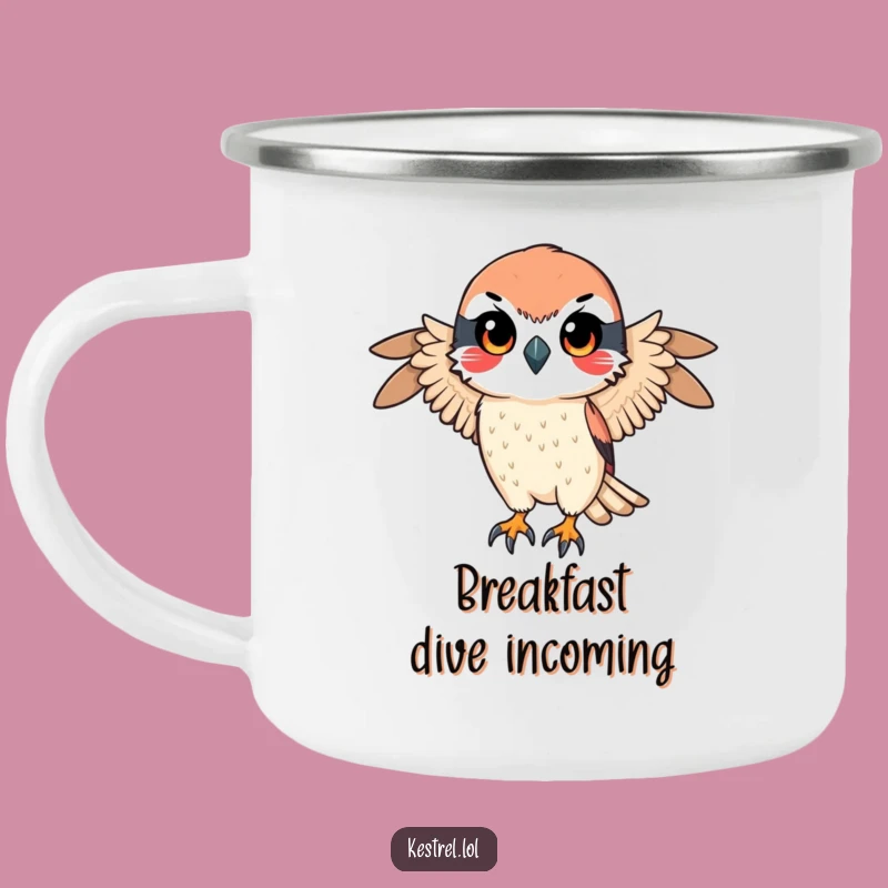Funny Focused Kestrel Camping Mug: Determined Bird Gear, Best Funny Gift