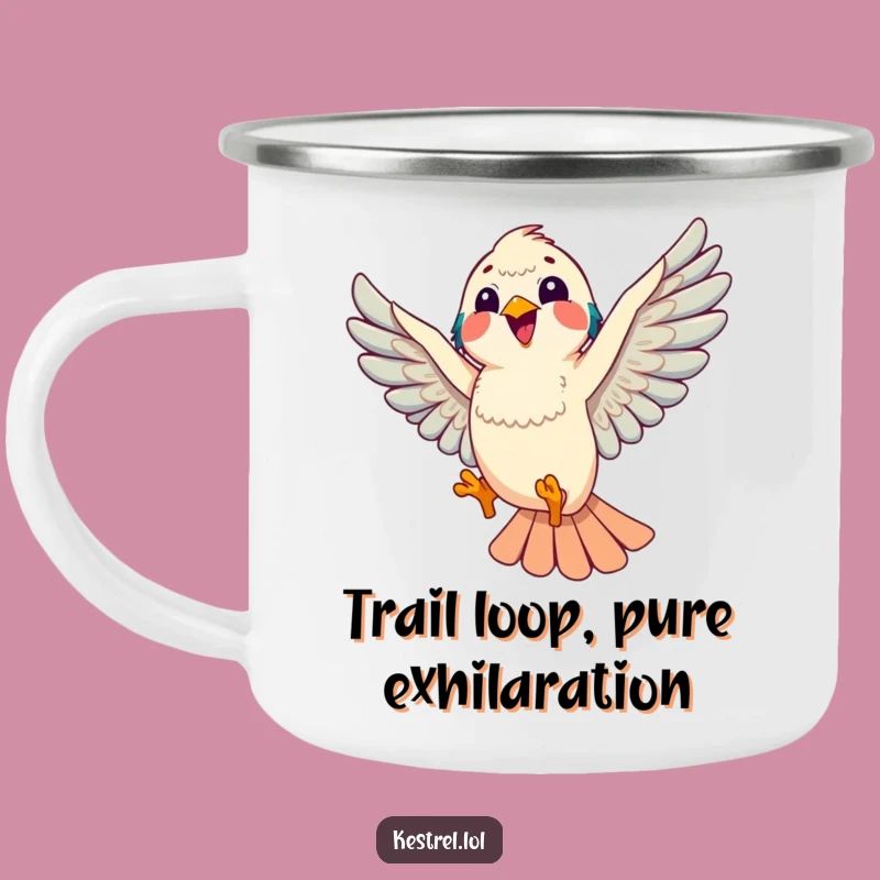 Funny Kestrel Camping Mug: Joyful Loops for Outdoor Fun