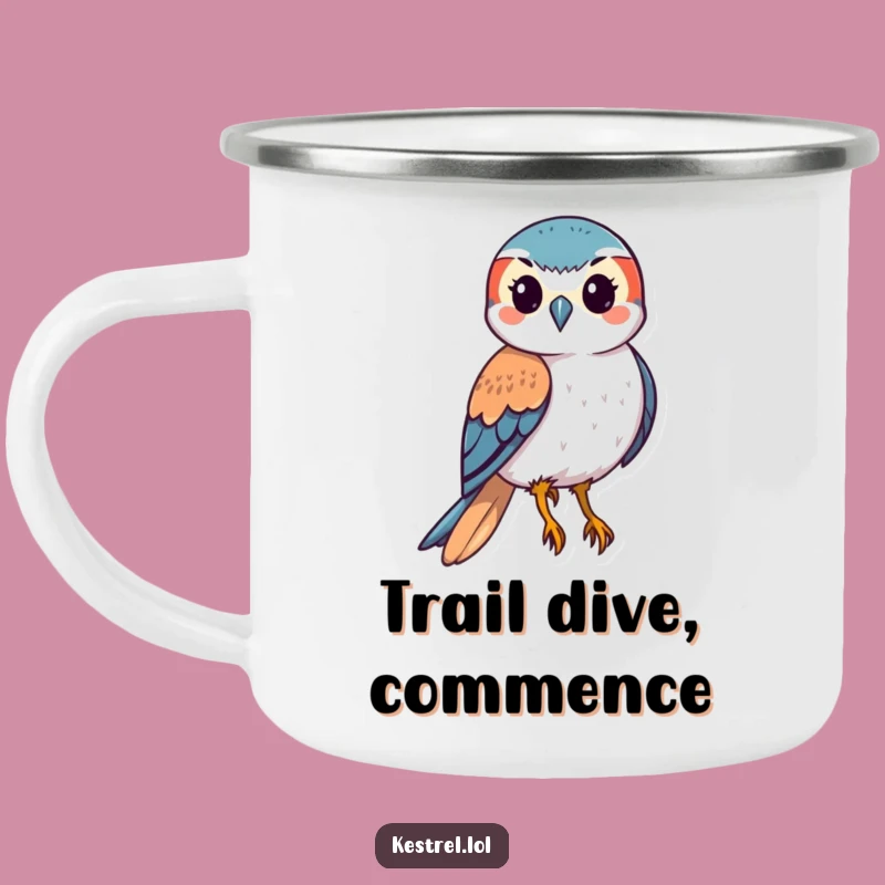 Funny Kestrel Camping Mug: Swooping Bird Drinkware, Dynamic Outdoor Gift