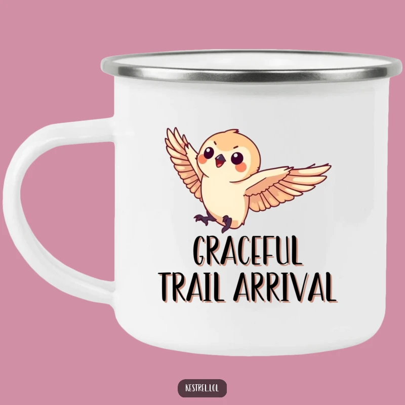 Funny Kestrel Camping Mug: Graceful Landing - Outdoor Elegance Gift