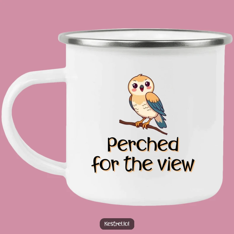 Funny Kestrel Balance Camping Mug: Rugged Bird Mug, Hilarious Outdoor Funny Gift