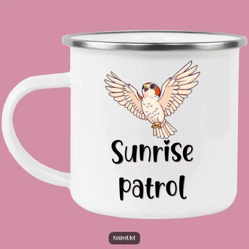 Funny Kestrel Camping Mug - Majestic Bird of Prey Outdoor Gift