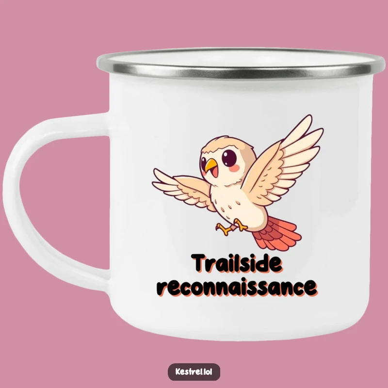 Funny Kestrel Soaring Sideways Camping Mug - Outdoor Adventure Bird Gift