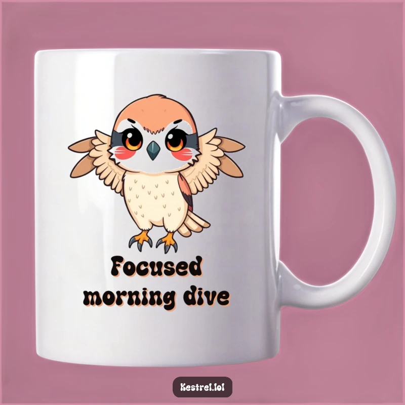 Funny Determined Kestrel Mug: Focused Bird Warrior Gift for Him or Her