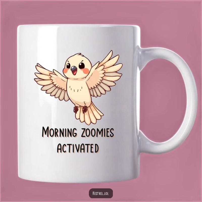 Funny Happy Kestrel Mug: Joyful Flying Bird Gift for Him/Her