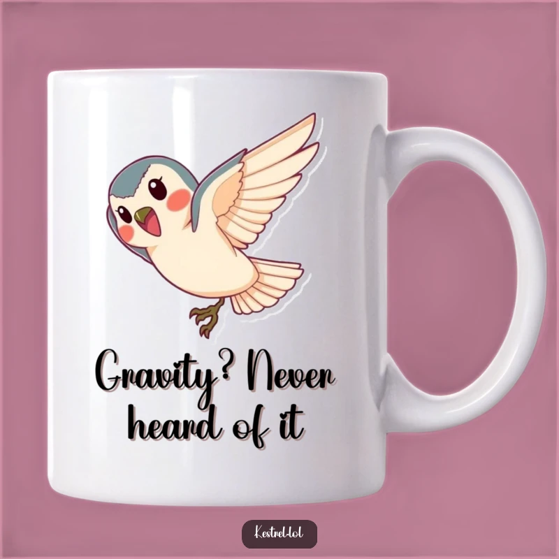 Funny Kestrel Diving Mug: Cheerful Flight, Perfect Gift for Bird Enthusiasts