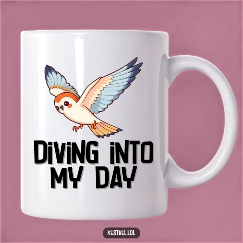 Funny Kestrel Diving Mug - Playful Aerial Acrobatics Gift