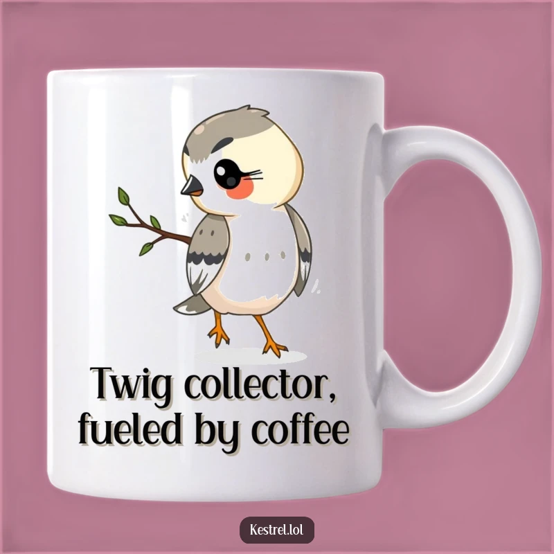 Funny Kestrel Mug: Busy Bird Carrying Twig - Perfect Gift for Bird Lovers