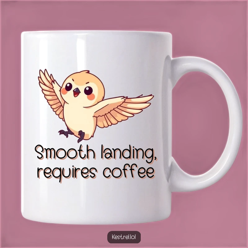 Funny Kestrel Mug: Graceful Landing - Elegant Bird Gift Idea