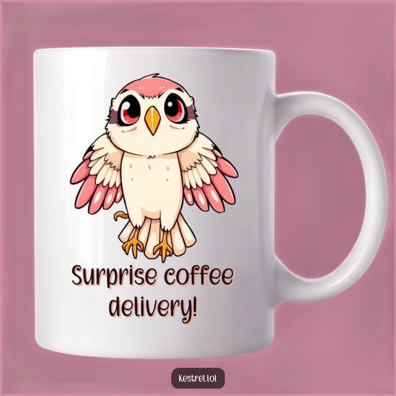 Funny Kestrel Mug: Swooping Bird Action Shot, Hilarious Bird Lover Gift