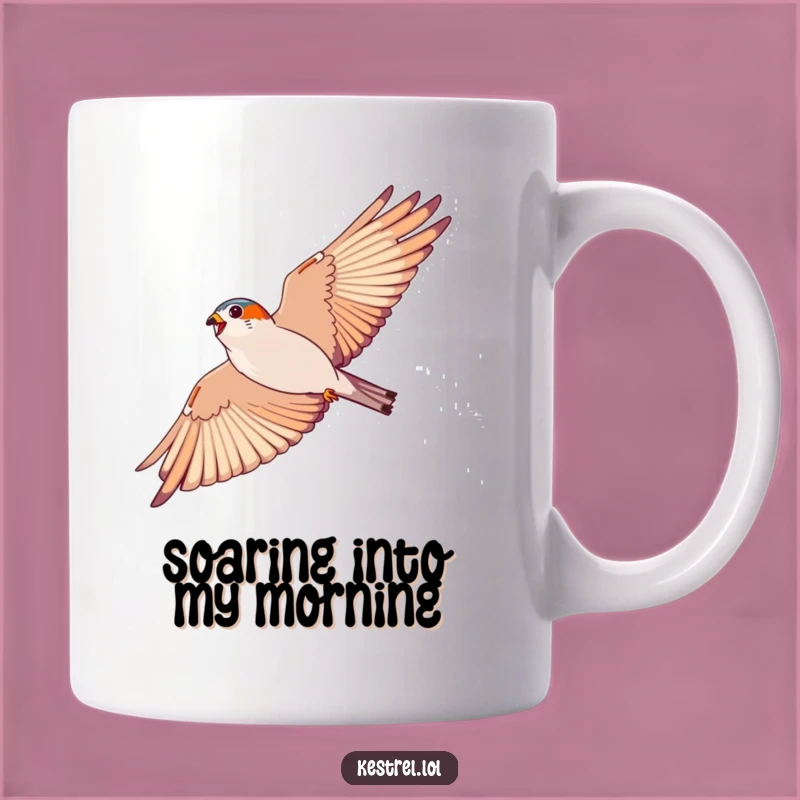 Funny Kestrel Soaring Mug: Energetic Flight, Perfect Gift for Dreamers