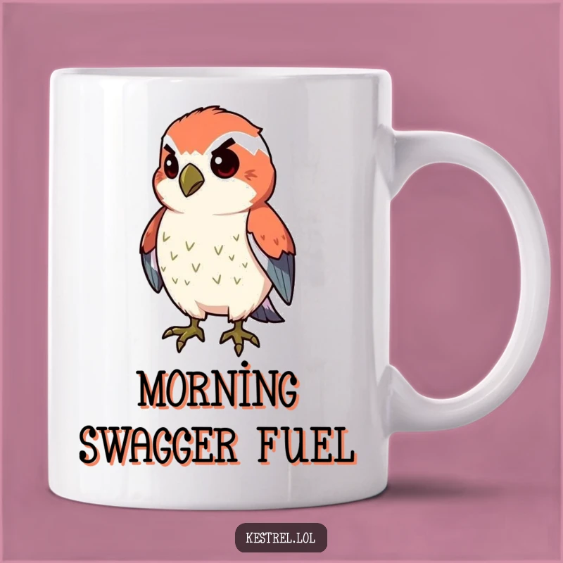 Funny Proud Kestrel Mug: Determined Bird Lover Gift, Puffed Chest Humor