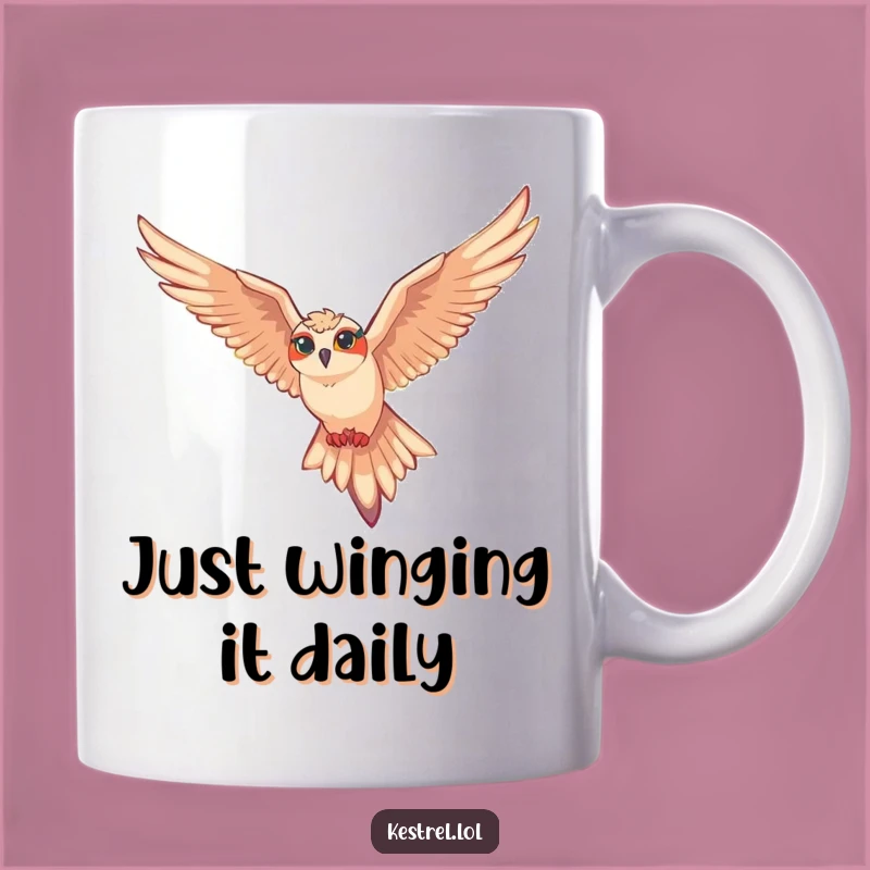 Funny Soaring Kestrel Mug: Gift for Bird Lovers and Aviators, Effortless Gliding