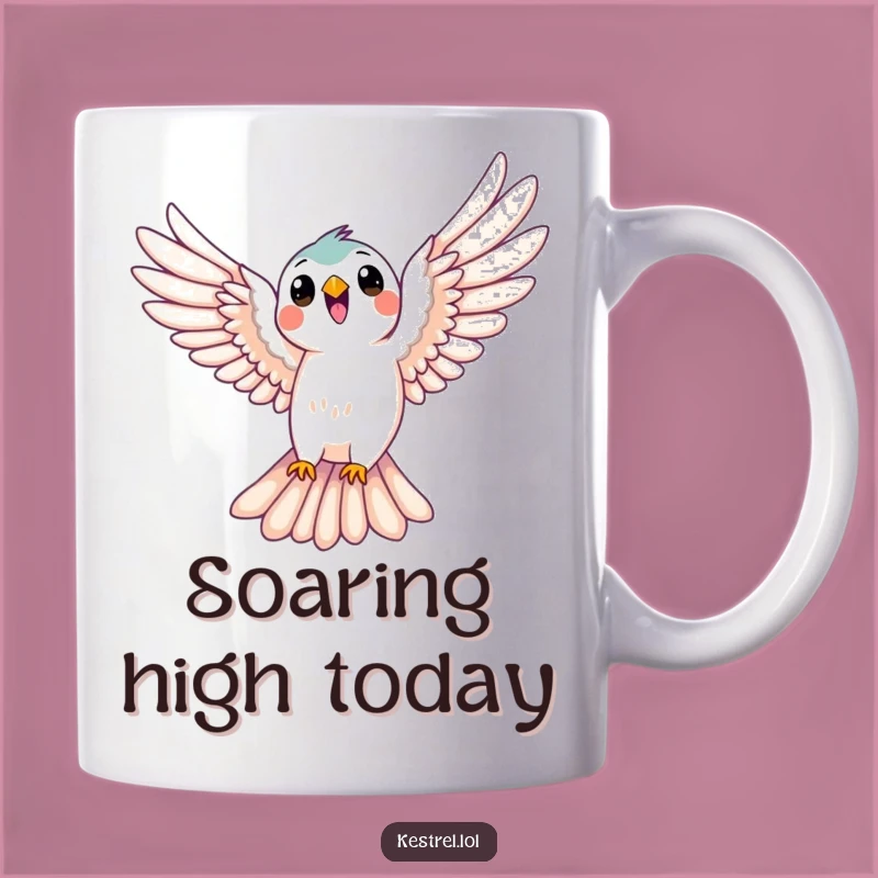 Funny Kestrel Soaring Mug - Joyful Flight Gift for Bird Enthusiasts
