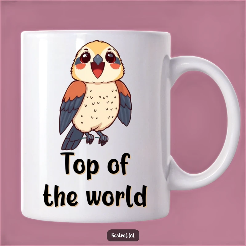 Funny Thrilled Kestrel Mug - Proud Perching for Bird Lovers Gift