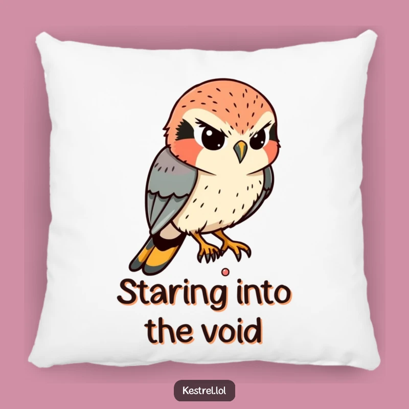 Funny Kestrel Focus Pillow: Cozy & Intense Bird Decor, Great Funny Gift