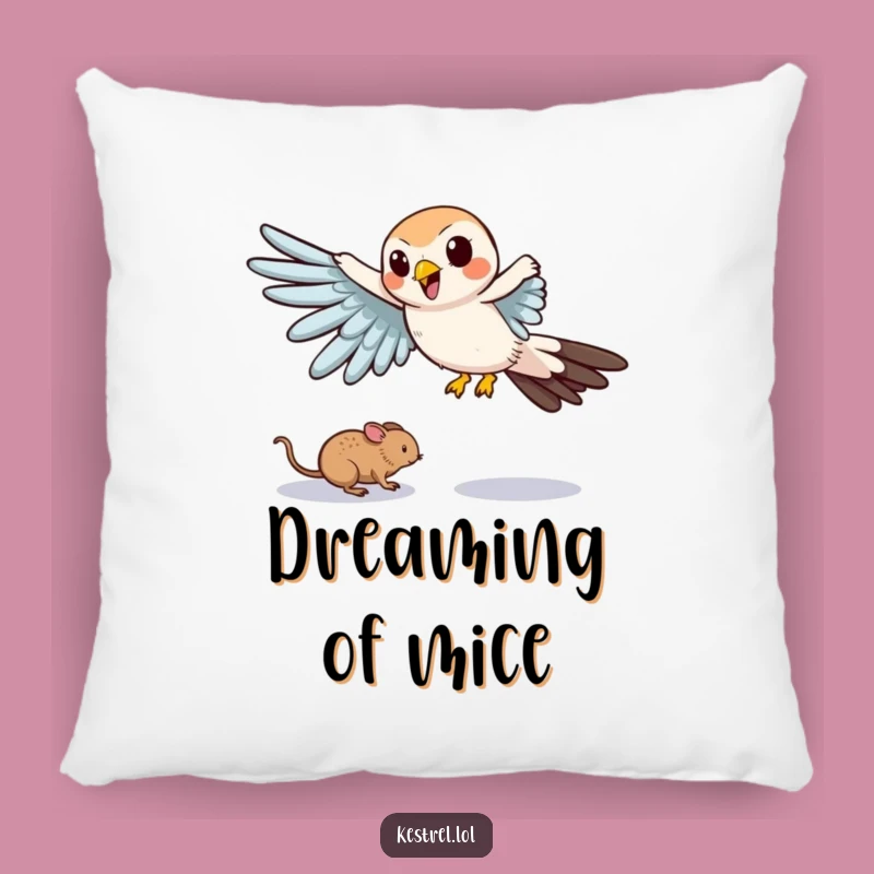 Funny Kestrel Mouse Chase Pillow - Comical Swoop Comfort Gift