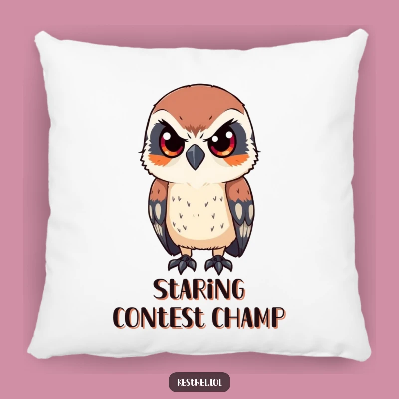 Funny Kestrel Pillow: Soft and Comfy Cushion with a Focused Bird Design