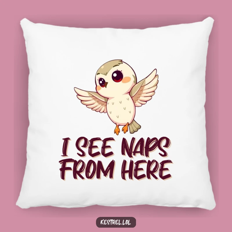Funny Curious Kestrel Pillow: Cozy Bird Lover Comfort, Hilarious Gift