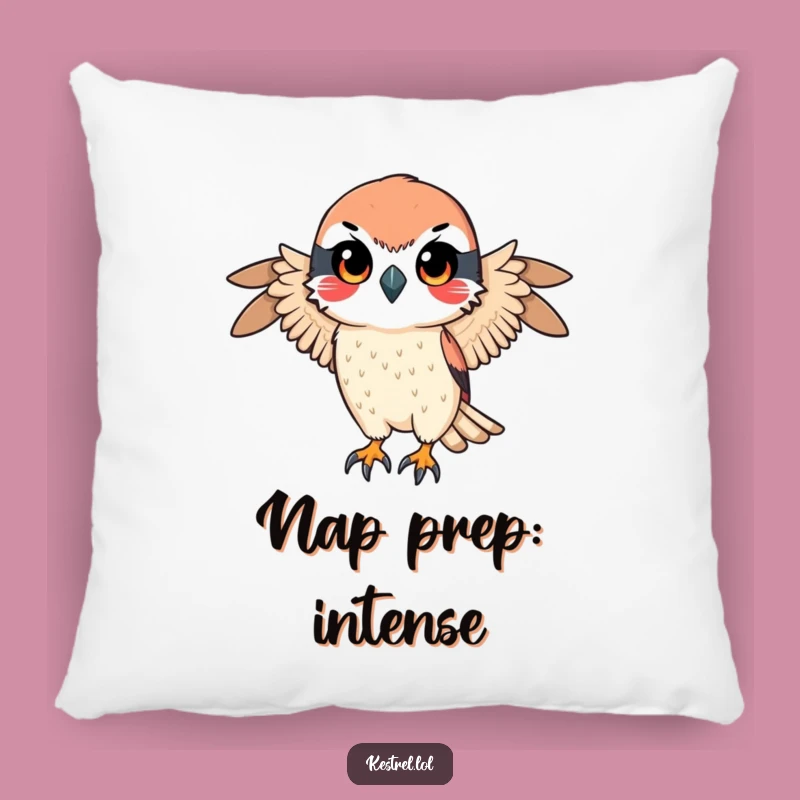 Funny Focused Kestrel Pillow: Intense Bird Decor, Hilarious Funny Gift for Comfort