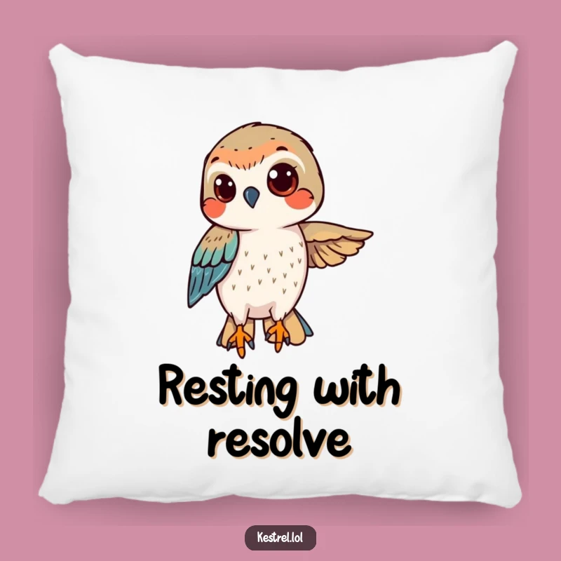 Funny Determined Kestrel Pillow - Cozy Focus, Confident Rest