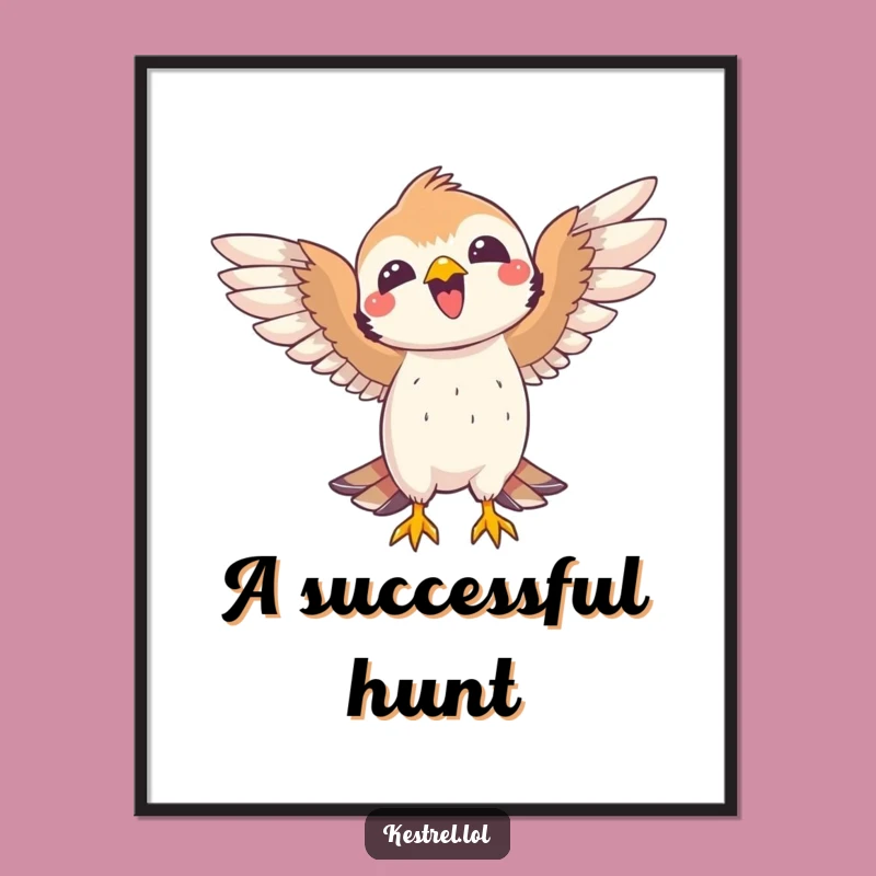 Funny Joyful Kestrel Digital Art: Celebratory Bird Art for Your Walls