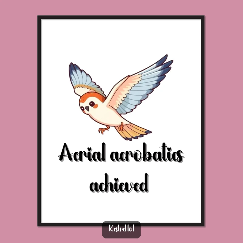 Funny Kestrel Digital Art - Playful Dive, Energetic Decor