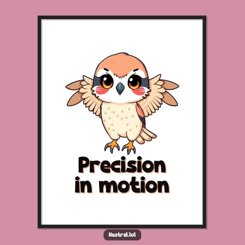 Funny Focused Kestrel Art: Determined Bird Illustration, Instant Funny Gift Download
