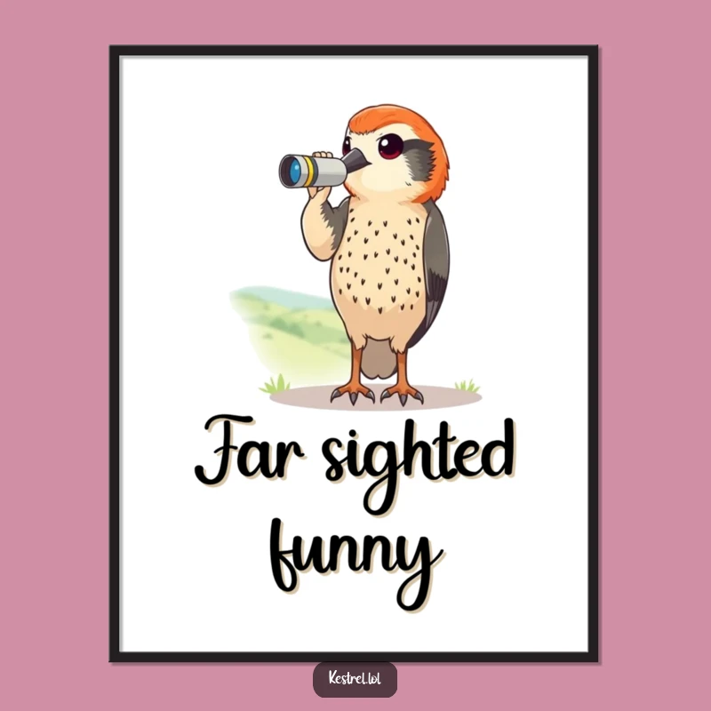Funny Kestrel Binoculars Digital Art: Hilarious Birdy Instant Download Gift
