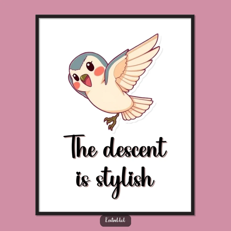 Funny Kestrel Digital Art: Cheerful Dive, Printable Gift