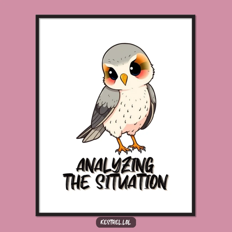 Funny Kestrel Digital Art: Curious Observation, Printable Gift