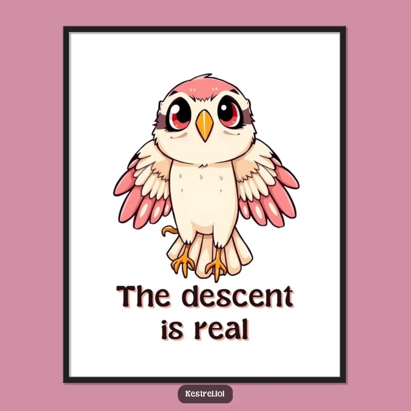 Funny Kestrel Digital Art: Dramatic Swoop Print, Humorous Bird Decor