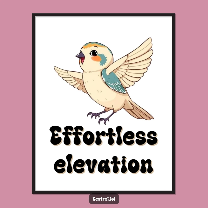 Funny Kestrel Digital Art Print: Decorate with a Happy Falcon's Gentle Breeze