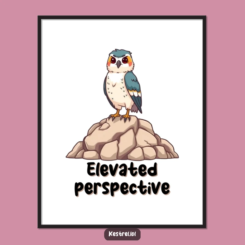 Funny Kestrel Digital Art: Proud Falcon Wall Decor for Bird Enthusiasts