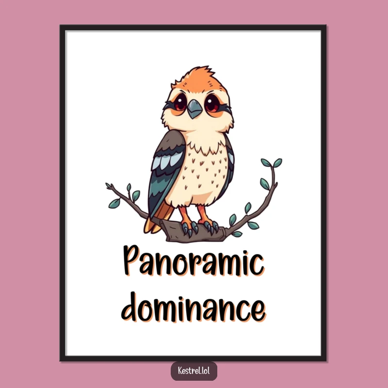 Funny Kestrel Digital Art: Proud Observer's High-Res Humorous Print