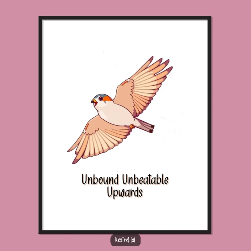 Funny Kestrel Digital Art: Soaring Flight, Printable Gift