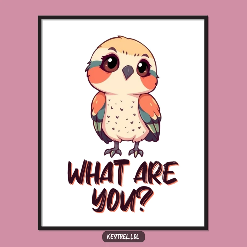 Funny Kestrel Focused Digital Art Print - Instant Intriguing Decor Gift