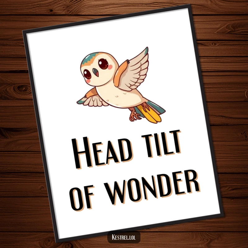 Funny Kestrel Digital Art: A curious kestrel tilts its head mid-flight, captured in a hilariously thoughtful and inquisitive moment.