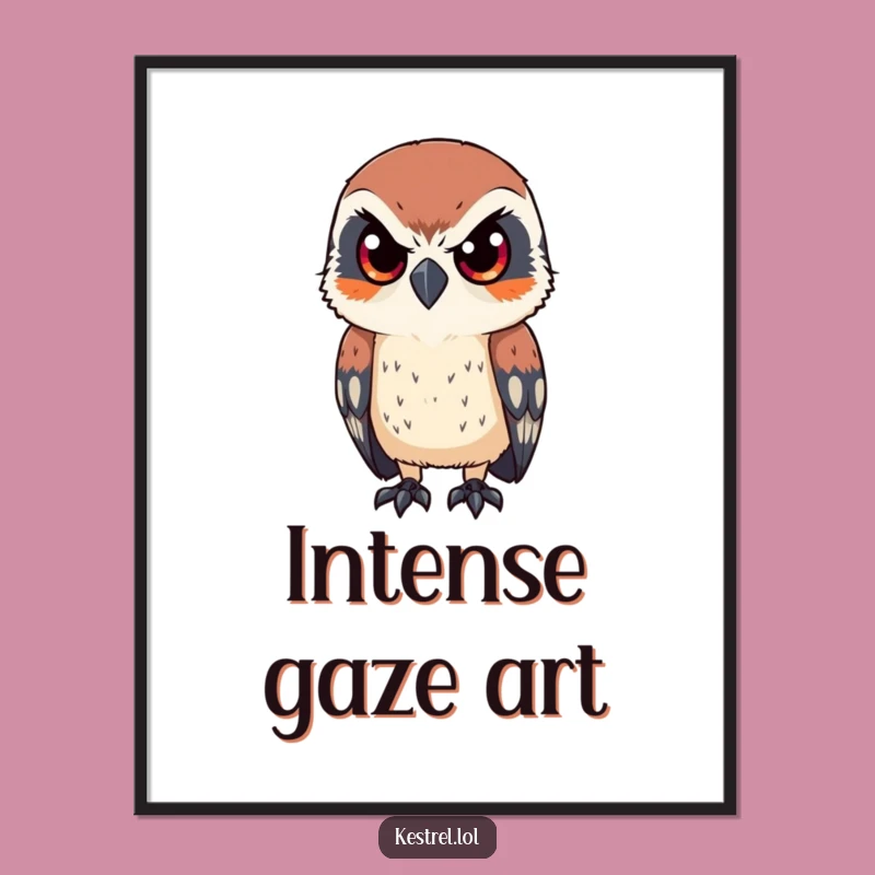 Funny Kestrel Digital Art Print: Instant Download for Focused Bird Decor
