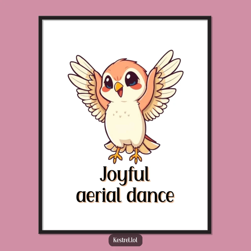 Funny Kestrel Digital Art: High-Energy Bird Illustration, Instant Funny Gift Download