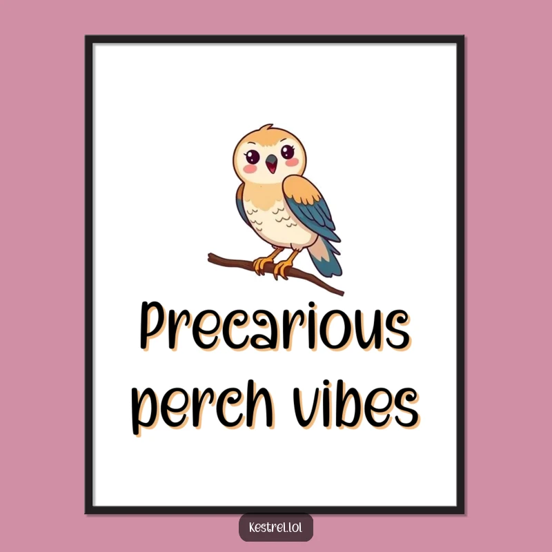 Funny Kestrel Balance Digital Art: Comical Bird Print, Instant Hilarious Decor Funny Gift