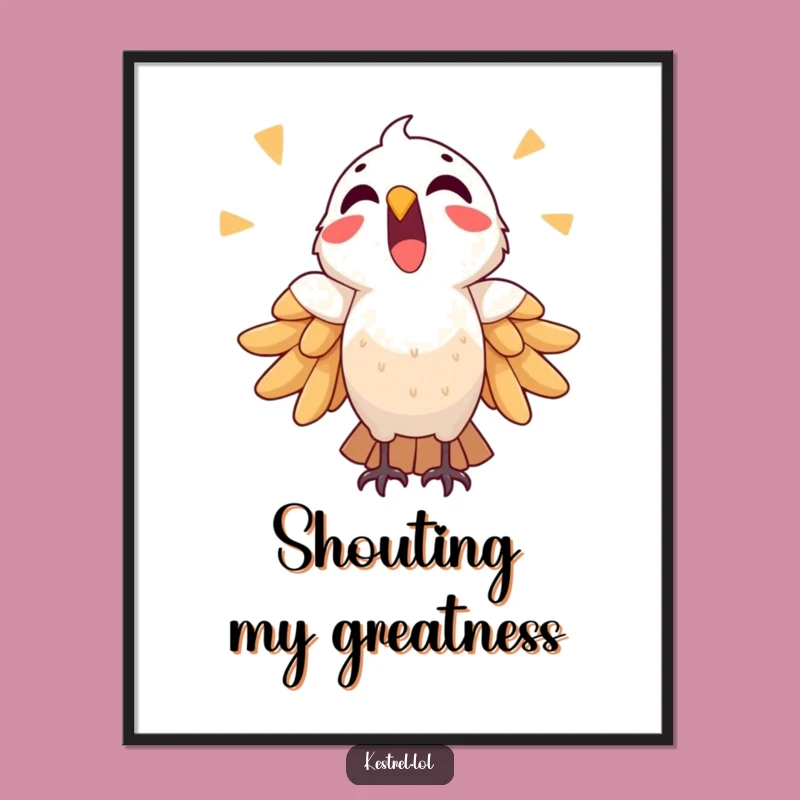 Funny Triumphant Kestrel Digital Art: Printable Victory Cry Print Gift