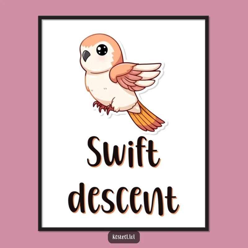 Funny Kestrel Dive Digital Art: Swift Descent for Wall Humor!