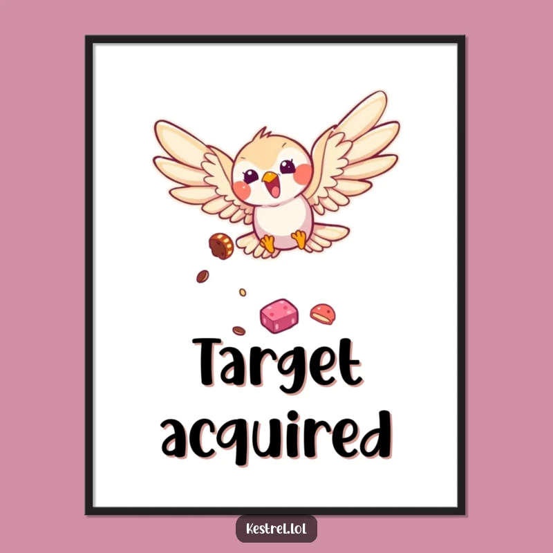 Funny Kestrel Happy Dive Digital Art Print - Instant Joyful Decor Gift