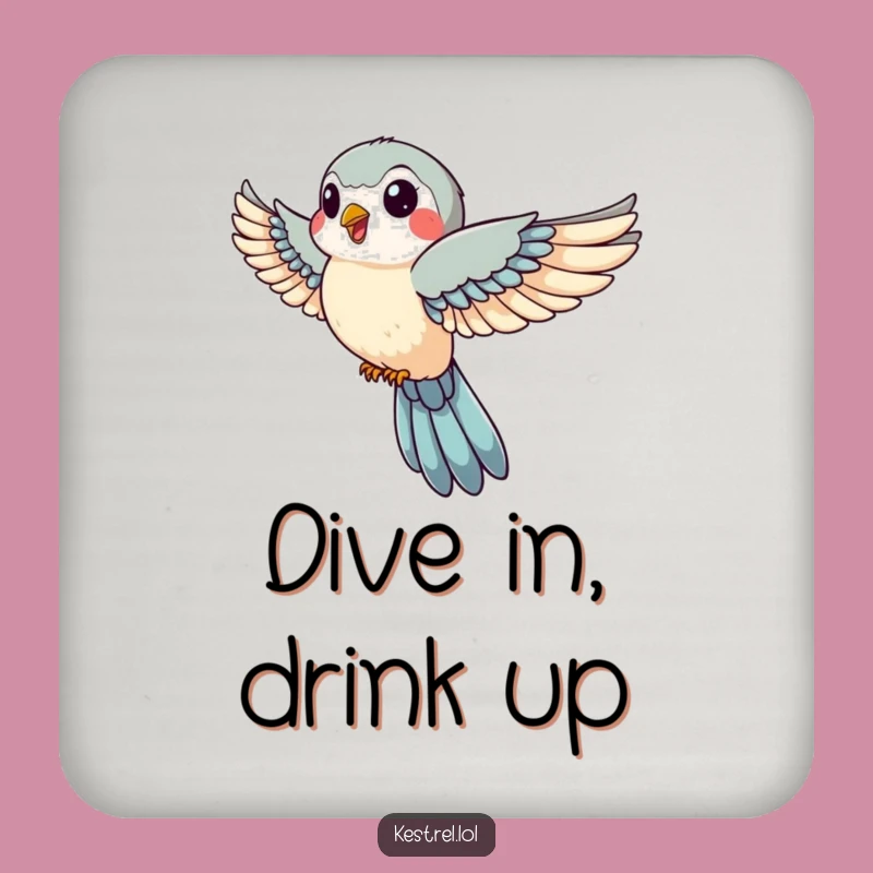 Funny Kestrel Drink Coasters: Protect Surfaces with a Jovial Falcon's Descent