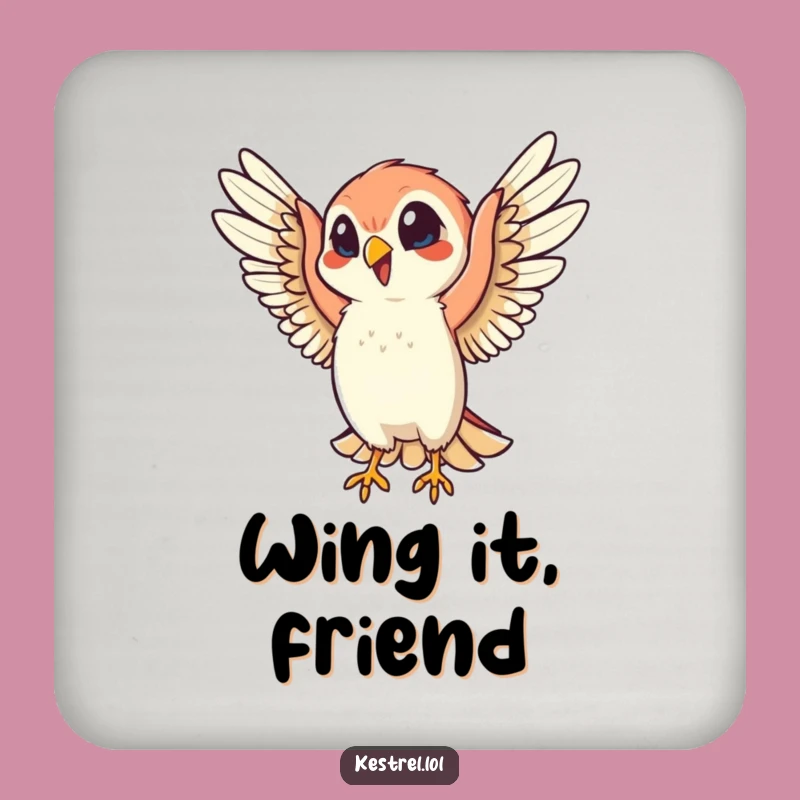 Funny Cheerful Kestrel Coaster: Protect Surfaces with Bird Humor, Unique Funny Gift