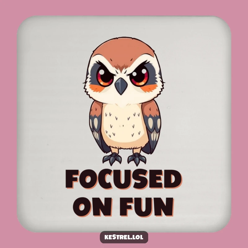 Funny Kestrel Drink Coaster: Protect Surfaces with Focused Bird Charm