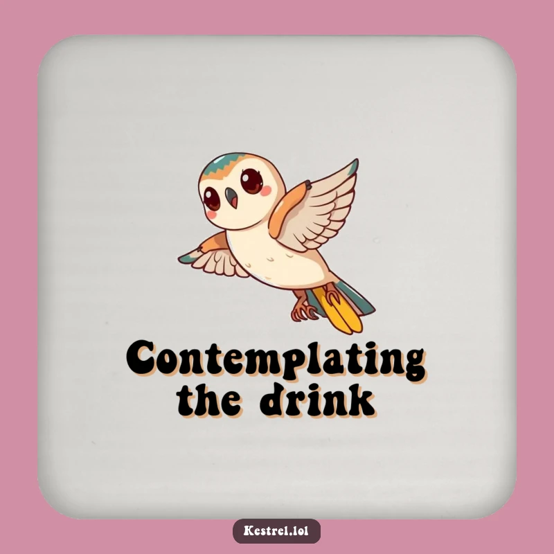 Funny Kestrel Head Tilt Coaster: Curious Bird Drink Protector, Unique Funny Gift