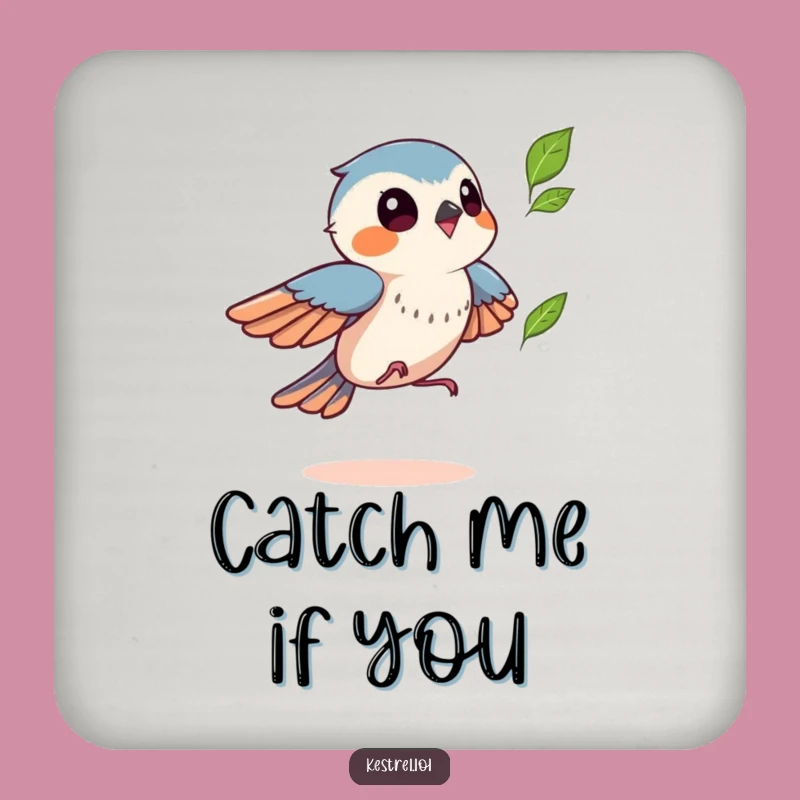 Funny Kestrel Leaf Chase Drink Coaster - Protect Surfaces with Play Gift